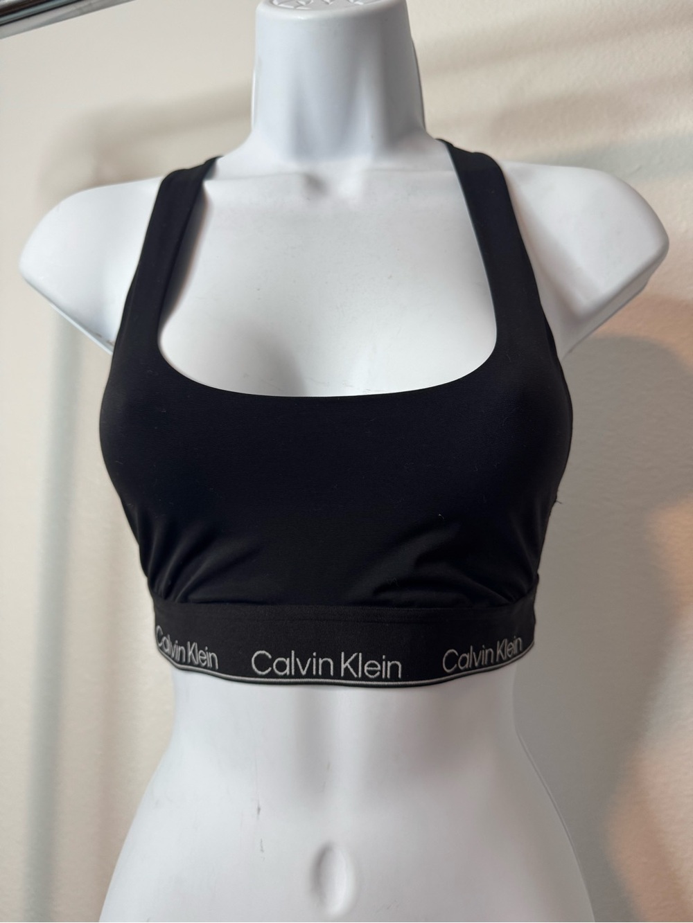 Calvin Klein Womens Black Bralette Logo Elastic Band Racerback QF6922 Small